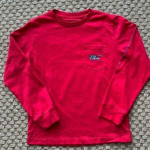 Vineyard Vines size 6 kids red longsleeve t-shirt with Christmas whale logo